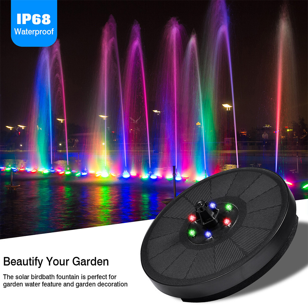LED Solar Power Bird Bath Water Fountain Pump Floating Outdoor Pond Pool Decor