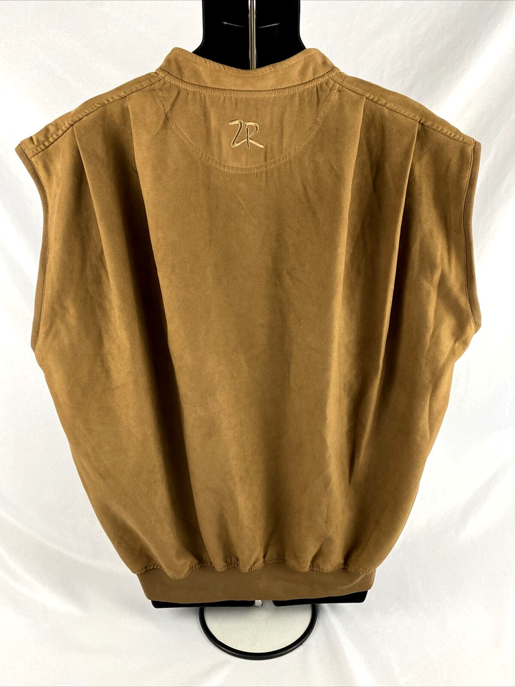Mens Zero Restriction Golf Outerwear Microsuede Brown Vest Jacket Sz L Pullover