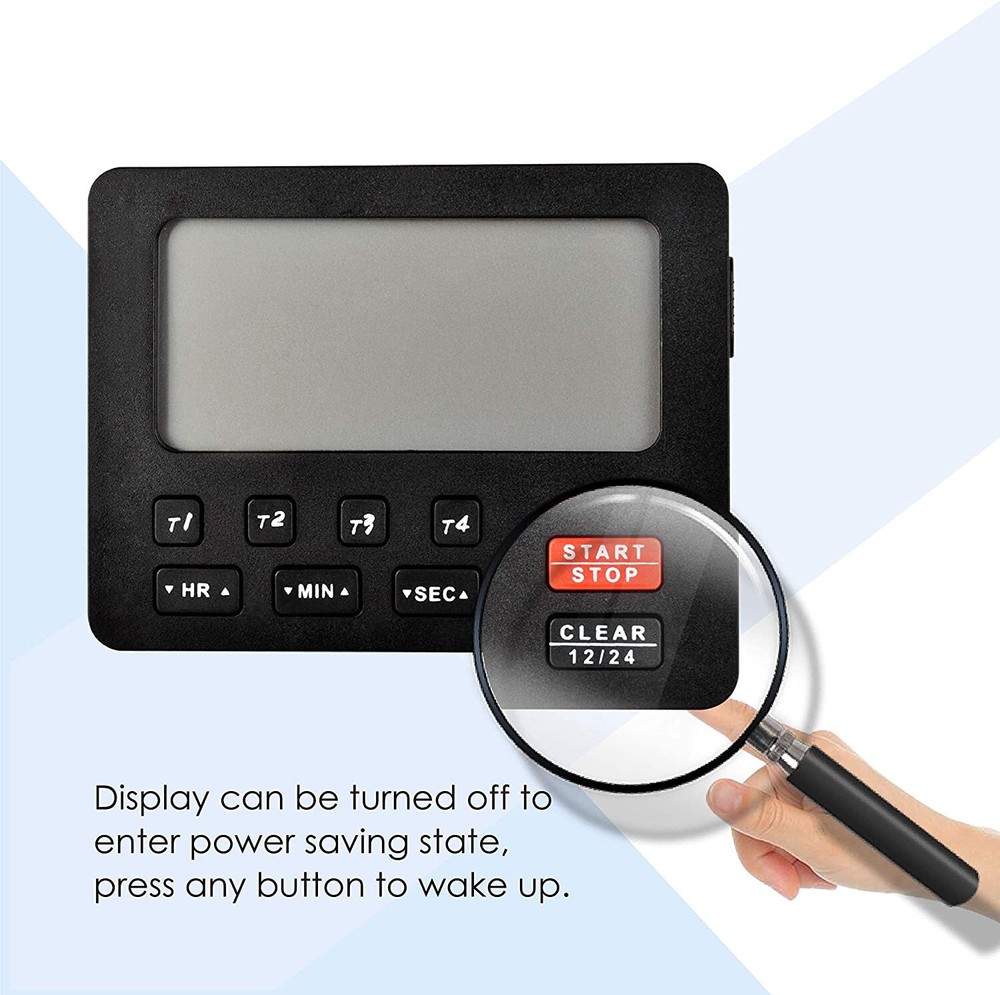 Runleader Digital Kitchen Timer with 4 Tracking Channels,Count-Down&Stopwatch