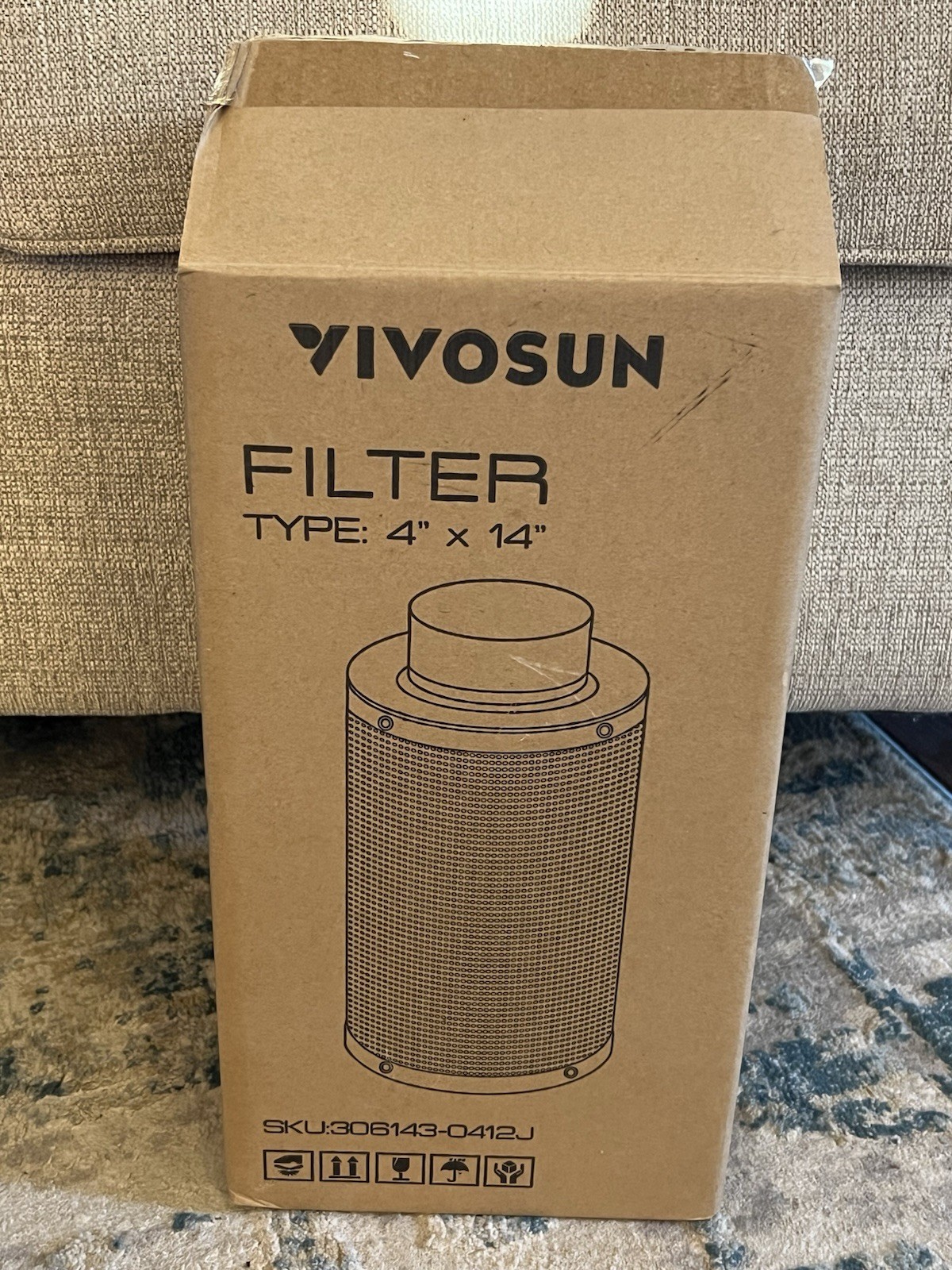 VIVOSUN 4" x 14” Air Carbon Filter Australia Charcoal New in Open Box