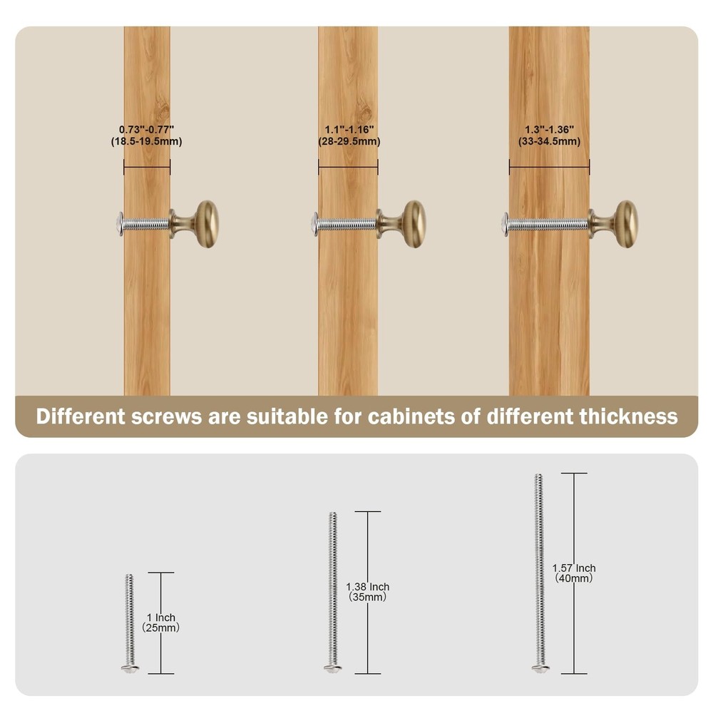 Solid Brass Cabinet Knobs 15 Pack, Brushed Gold Drawer Knobs, Antique Brass D...