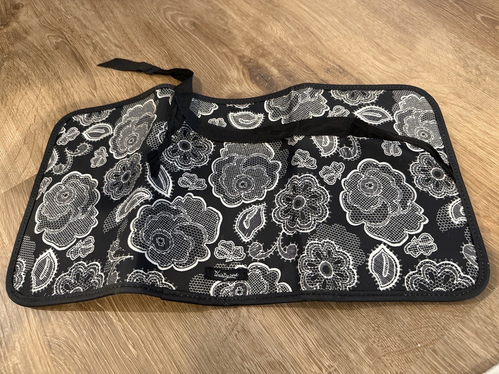 Thirty One Fold And Go Organizer Black Botanical Lace **missing notebook**