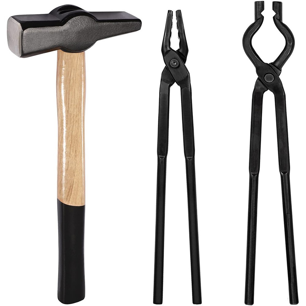 Beginner Knife Making Blacksmith Tongs Hammer Tools Set Bladesmith Anvil Forge