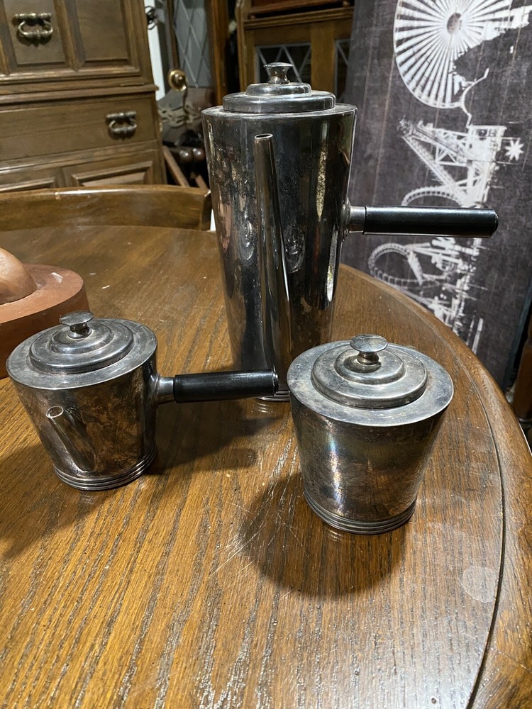 Restoration Hardware Vintage Silver Plated Tea Pot Set of 3!!!