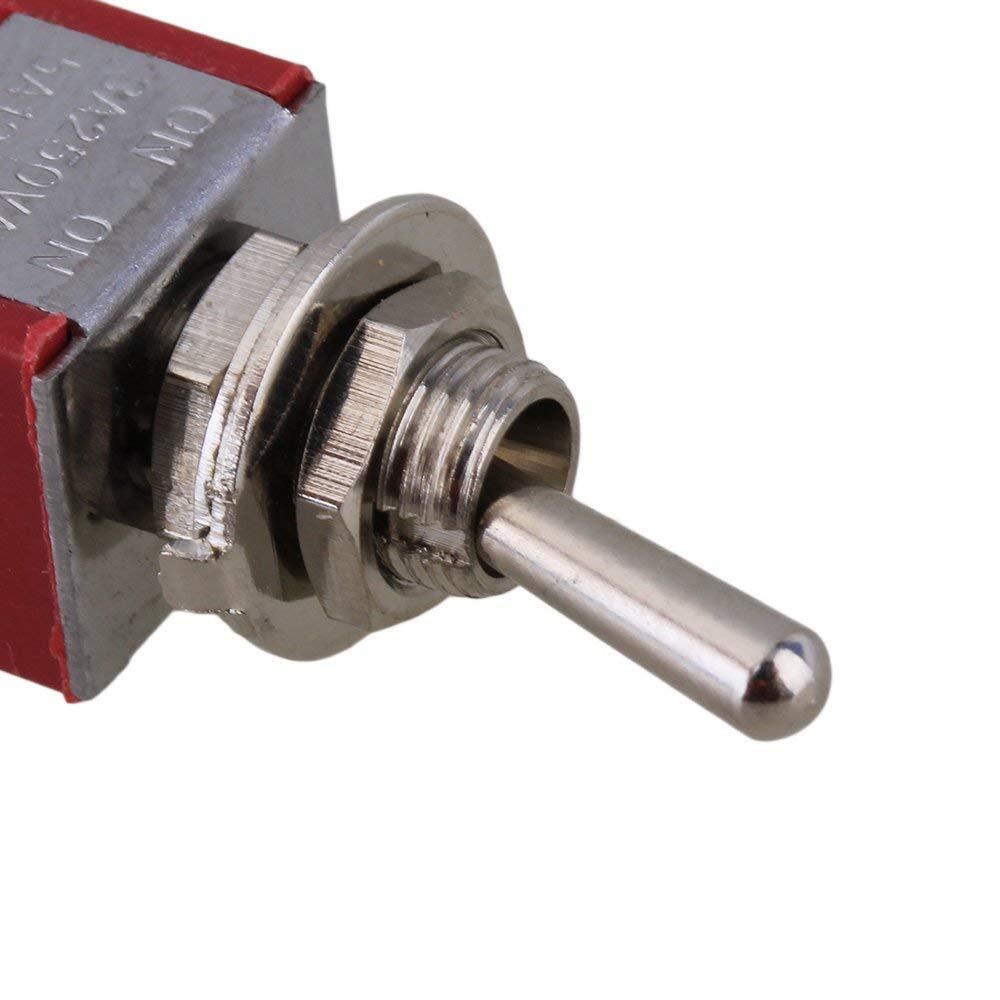 2pcs AC125V 6A Electirc 2 Position Toggle Switch 13*32mm Red+Chrome