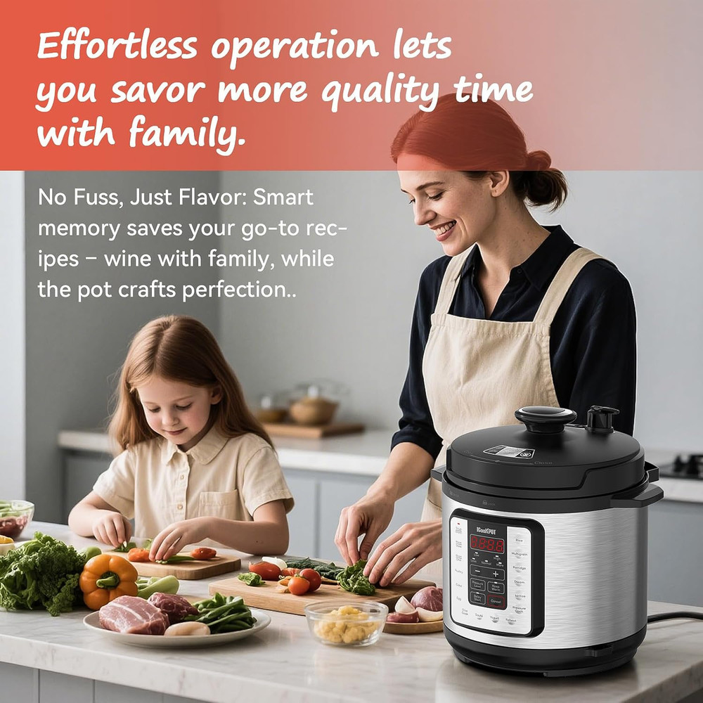 16-in-1 6-Quart Electric Pressure Cooker with Keep Warm Function