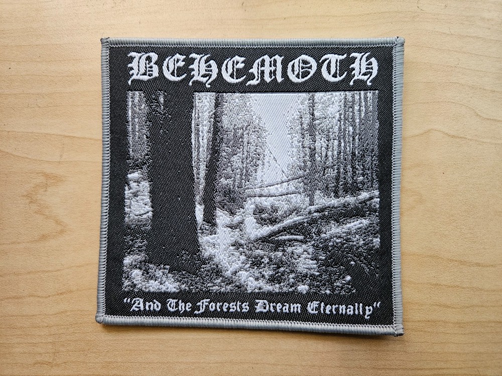 BEHEMOTH, SEW ON GREY BORDER WOVEN PATCH