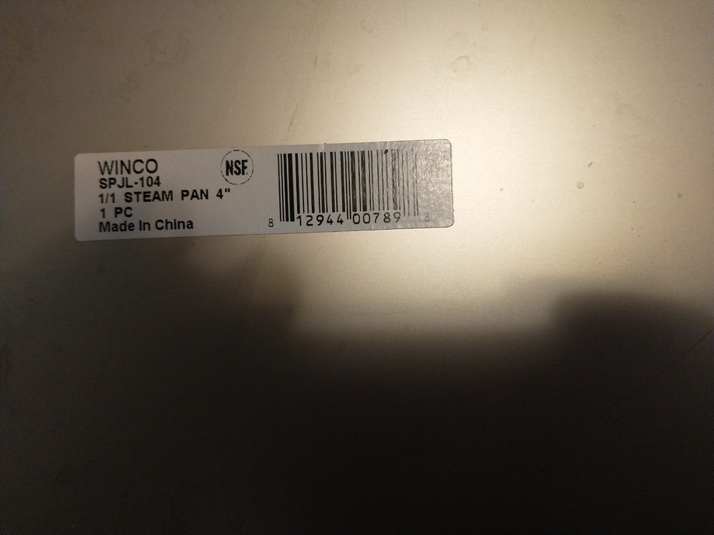Winco SPJL-104 Full Size Steam Table Pan, 4" Deep