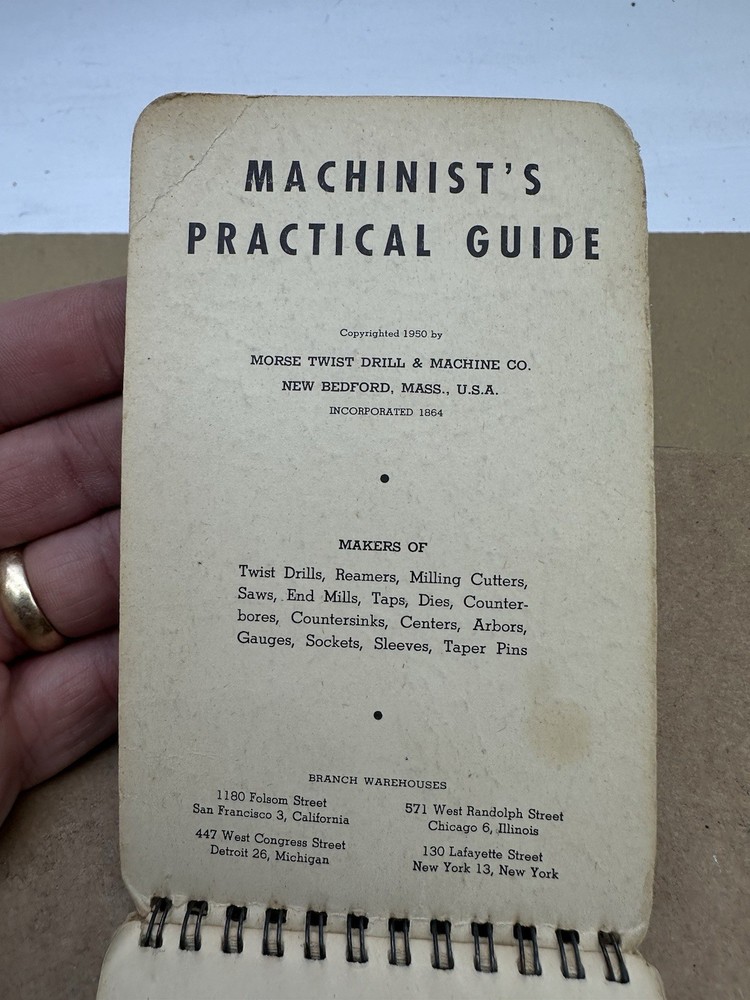 VINTAGE MORSE CUTTING TOOLS MACHINIST'S PRACTICAL GUIDE Twist Drill Machine Co
