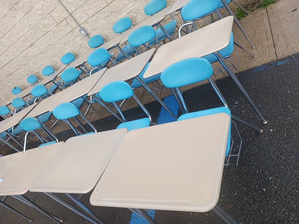 Closeout CLASSROOM COMBO used STUDENT DESKS.