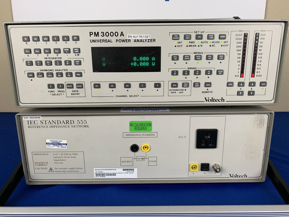 Voltech PM3000ACE Power Analyzer w/ IEC555 Impedance Network for Flicker Testing