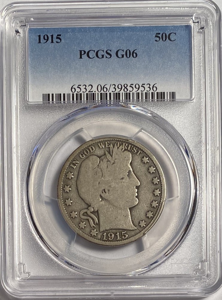 1915 Barber Half Dollar PCGS G06 — Key Date!!