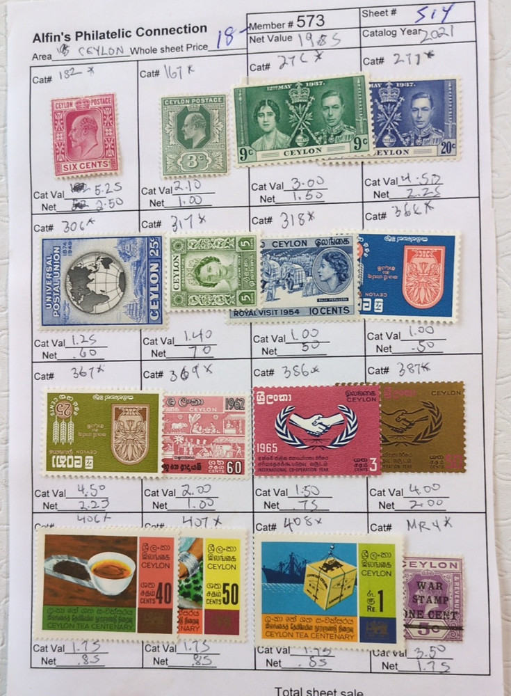 APC 5571 Ceylon MH scv $40 on circuiit sheets all identified