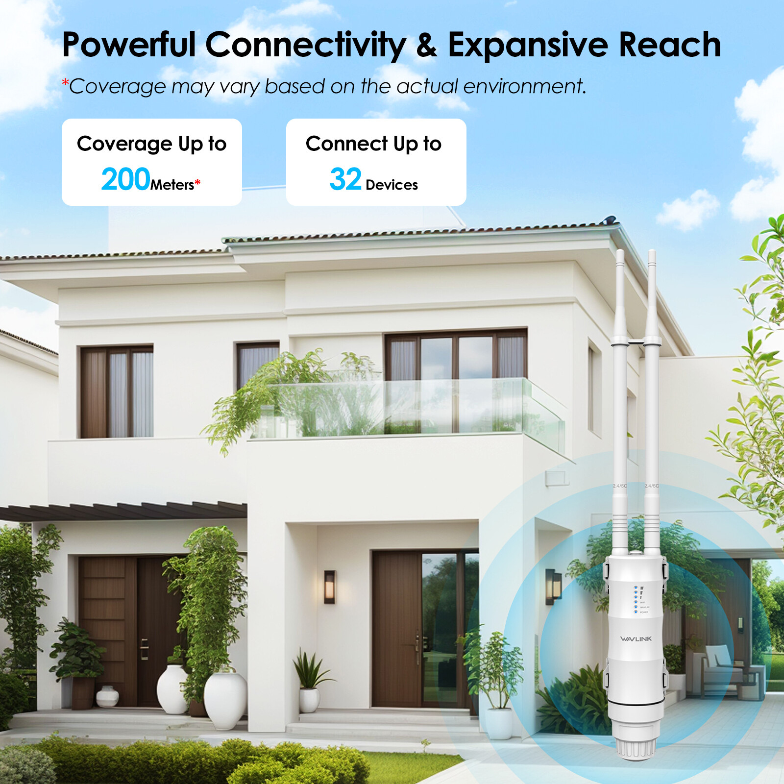 WAVLINK AC1200 Outdoor WiFi Extender Booster Router 5G Long Range Mesh System