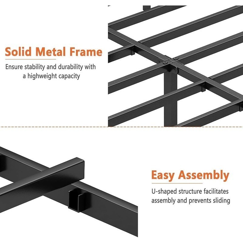 Durable Twin XL Bed Frame No Box Spring Needed Easy Assembly Strong Support New