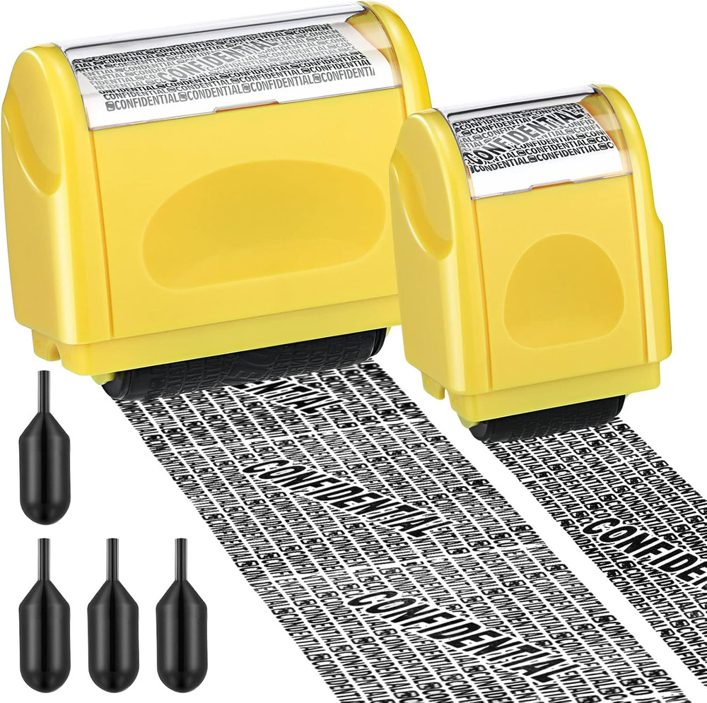 Nezyo 2-Pack Identity Protection Roller Stamp with 4 Refill Inks – Privacy & Dat