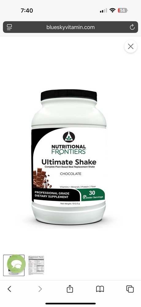 ULTIMATE SHAKE Complete Plant Based Meal Replacement Shake