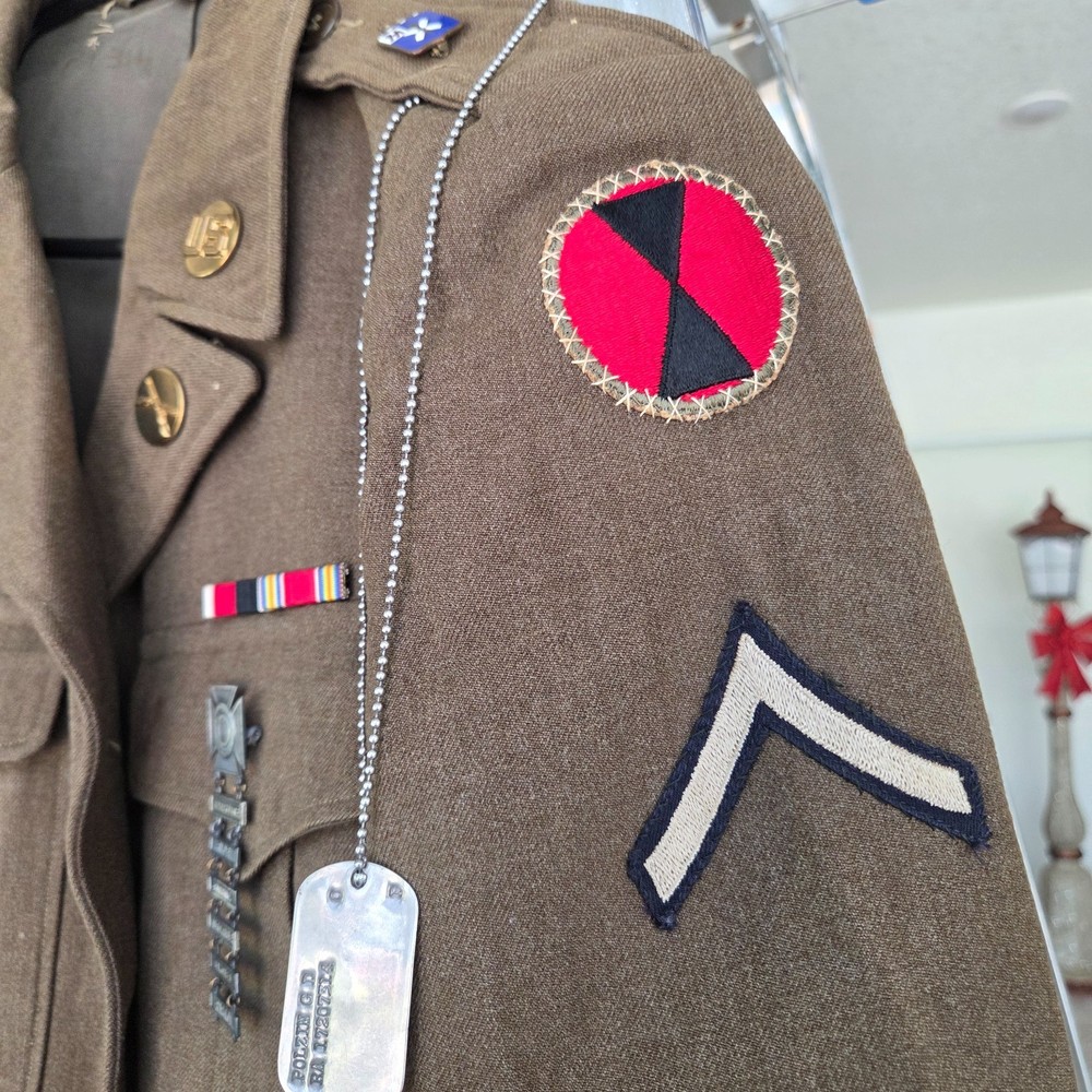 ORIGINAL WWII US ARMY M1944 AGSU CLASS A IKE JACKET 32D INFANTRY REGIMENT EUC