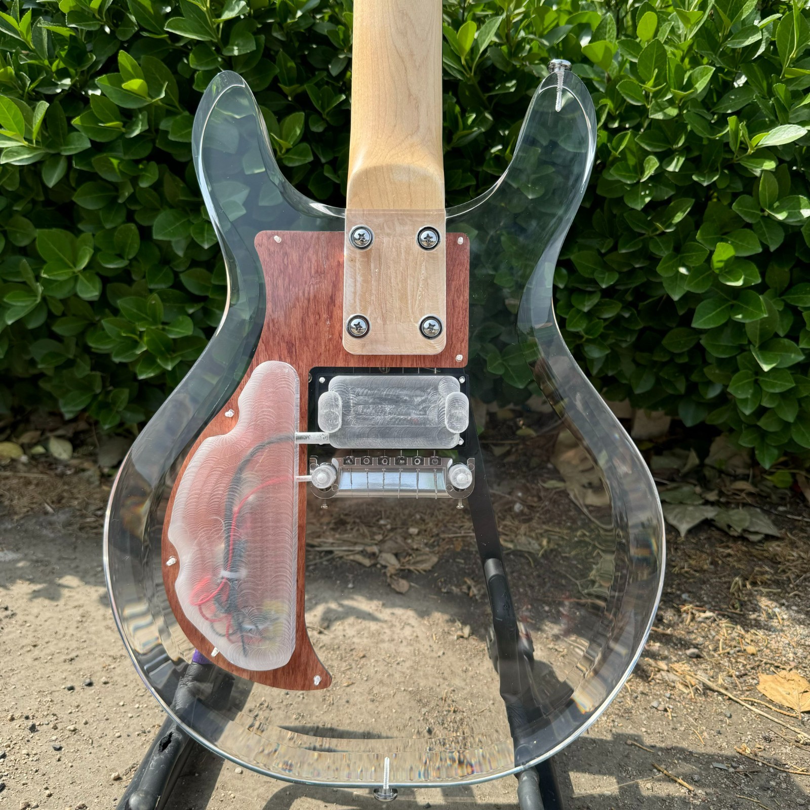 Custom Clear Lucite Electric Guitar-Armstrong DAN Rosewood AccentsRosewood Panel