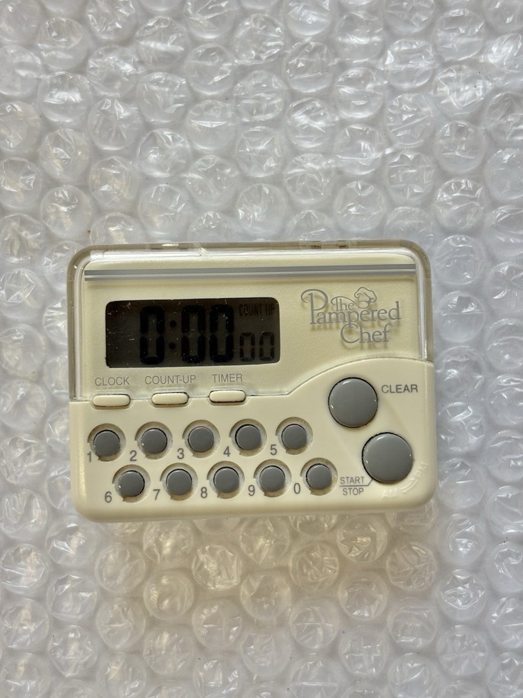 PAMPERED CHEF DIGITAL CLOCK TIMER WITH CLIP Nice Working Condition