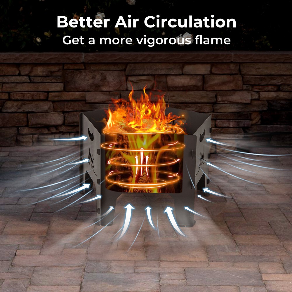Portable Fire Pit w/Storage Bag Plug-in Design Unique Pentagonal Shape Patio