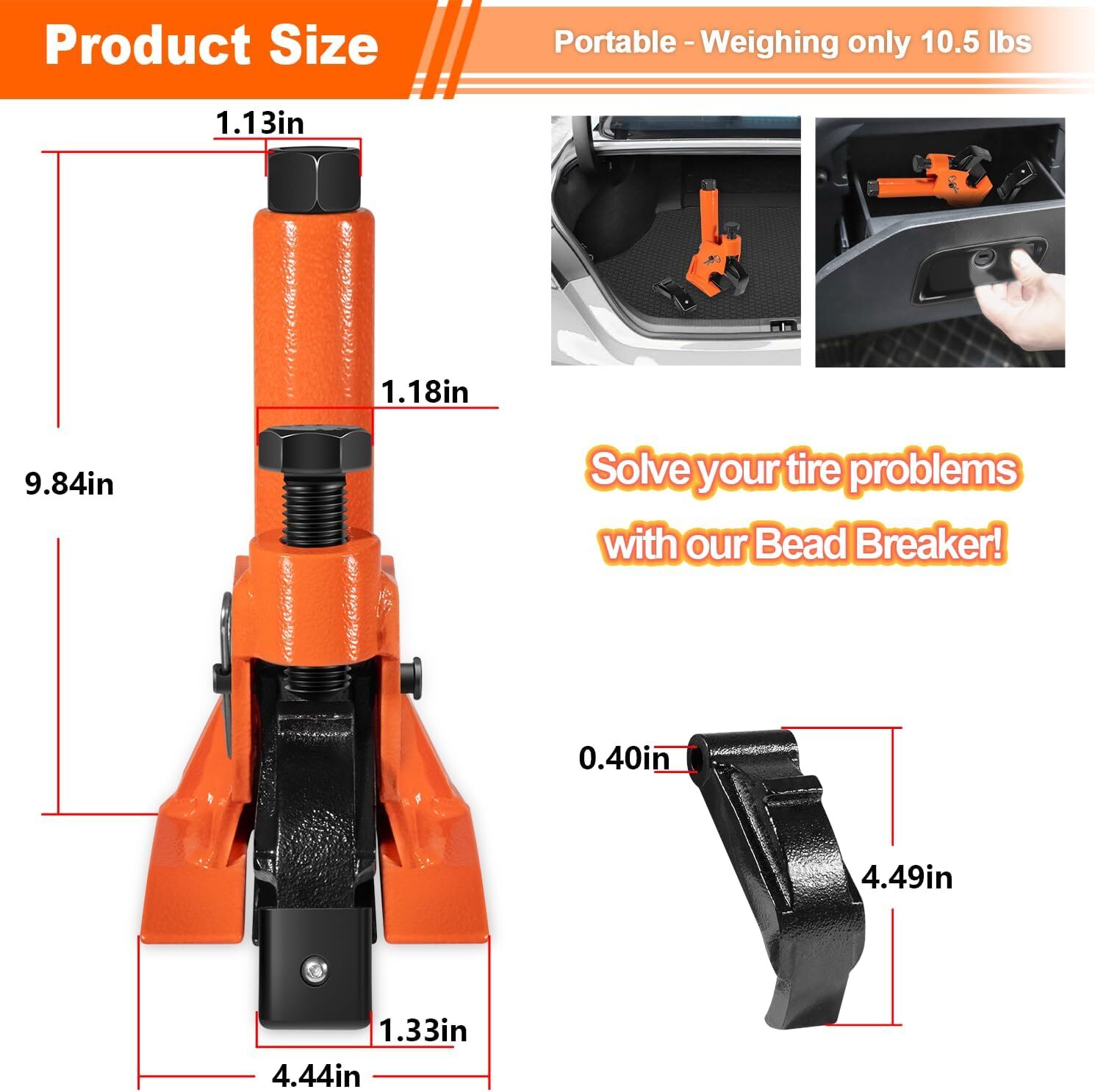 Manual Tire Bead Breaker Changer Tool w Rubber Pad for 38"-42" Car Bus Truck ATV