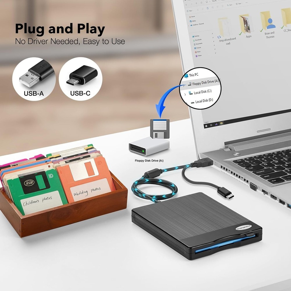 Floppy Disk Reader 3.5 inch USB Floppy Disk Drive External 3 1/2 Floppy disc USB