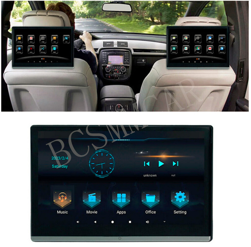 2x Car Headrest Monitor Rear Seat Entertainment TV Video Player IPS Touch Screen