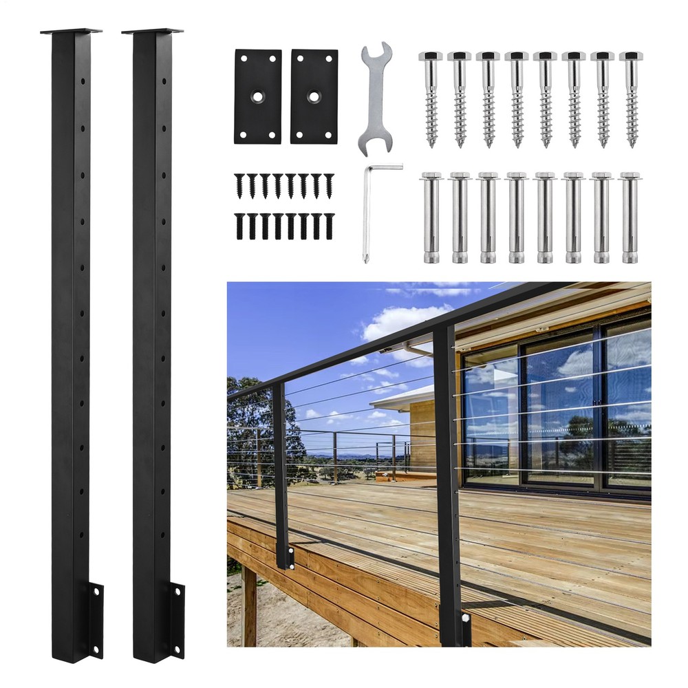 Side Mount Black Cable Railing Kit 38 Inch Cable Railing System