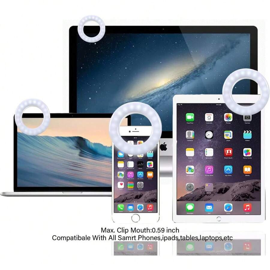 3 Modes Selfie LED Ring Fill Light Camera Rechargeable for iPhone Android Phone