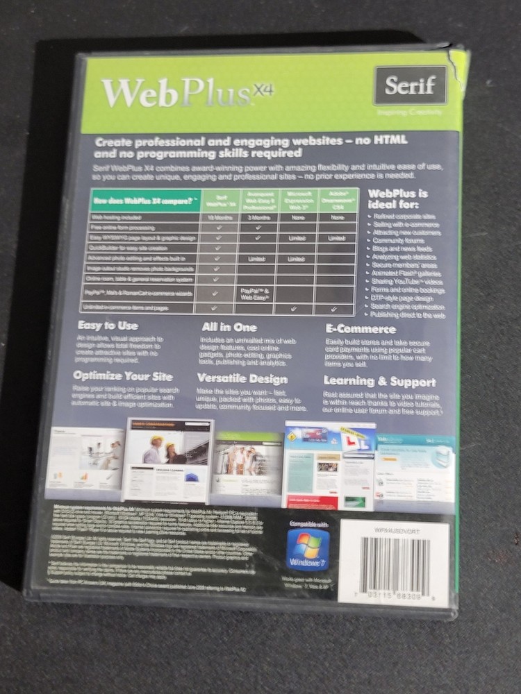 Serif WebPlus X4 Professional Quality Websites Made Easy Software CD