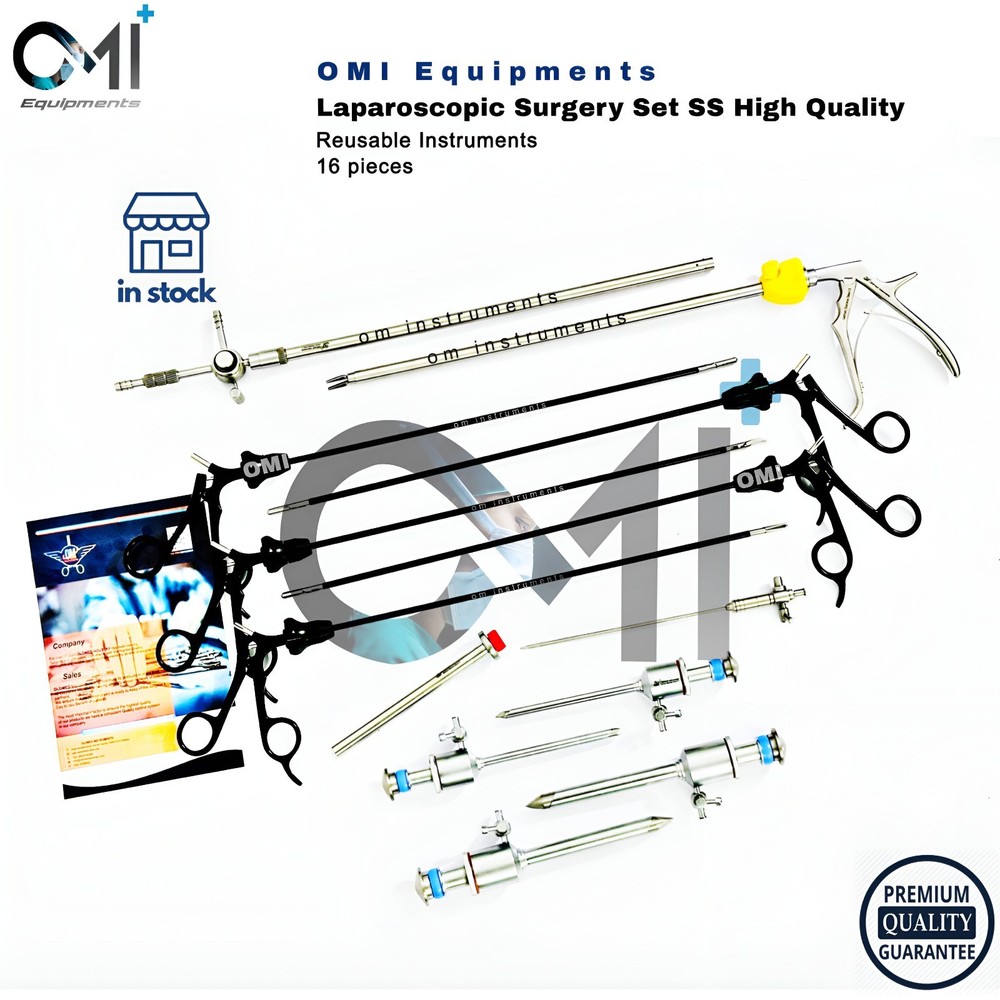 16PC - Laparoscopic Surgery Set SS High Quality Reusable Instruments
