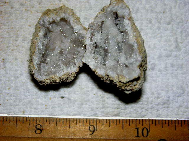 Geode pair opened with crystal centers 2 inch G44