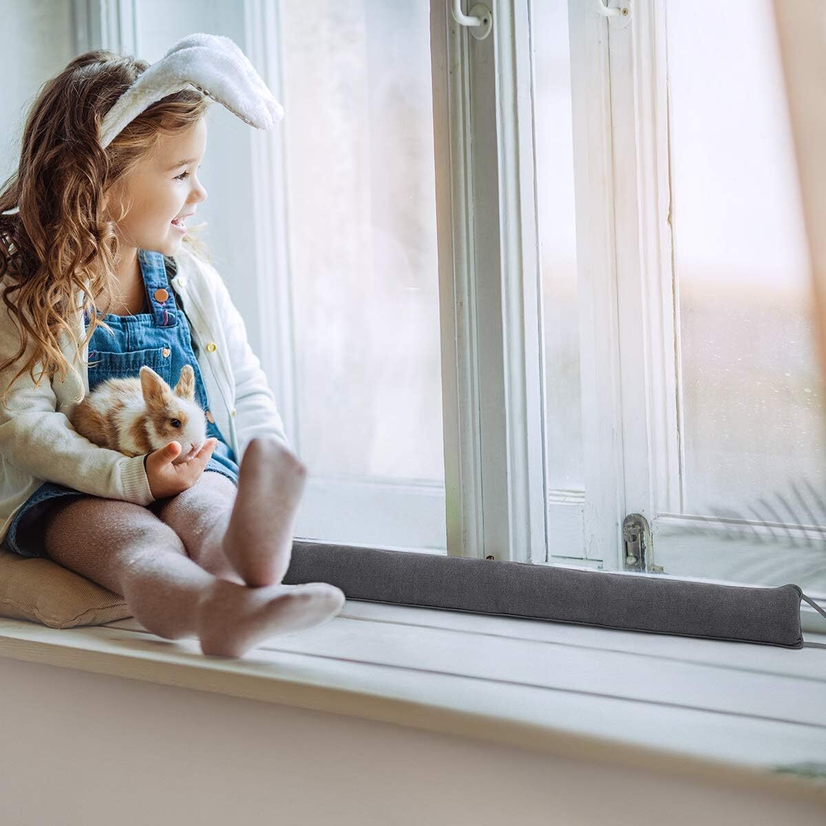 Tuffen Door Draft Stopper 32"-48” Weighted Under Door Noise Air Blocker HookTape