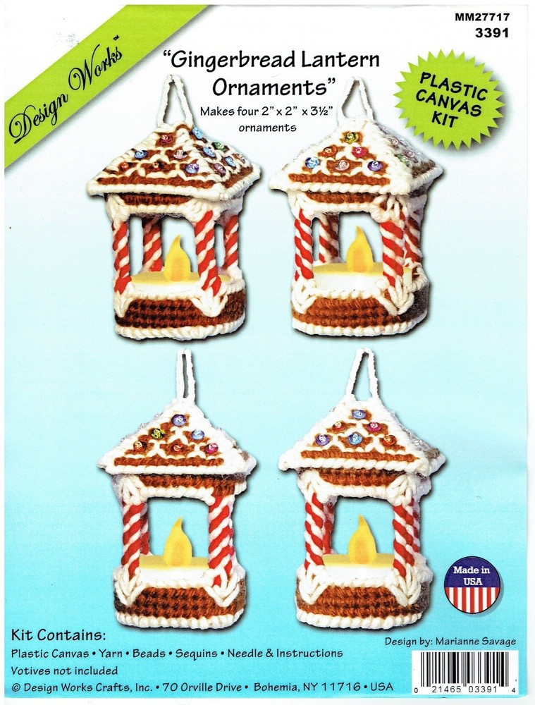 GINGERBREAD LANTERN ORNAMENTS  7ct plastic canvas  PATTERN  (#TF0291)