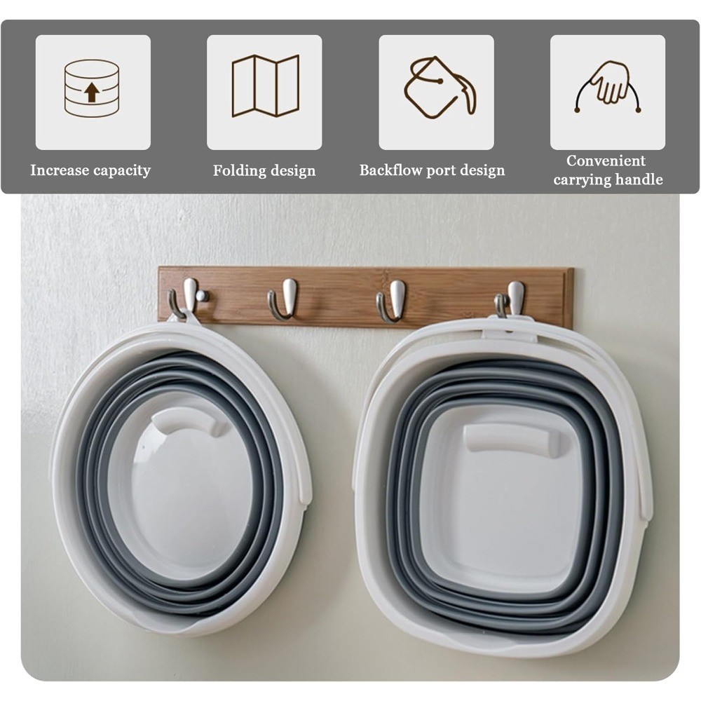 Collapsible Bucket Foldable Square Tub Compact Wash Basin Portable Plastic Wash