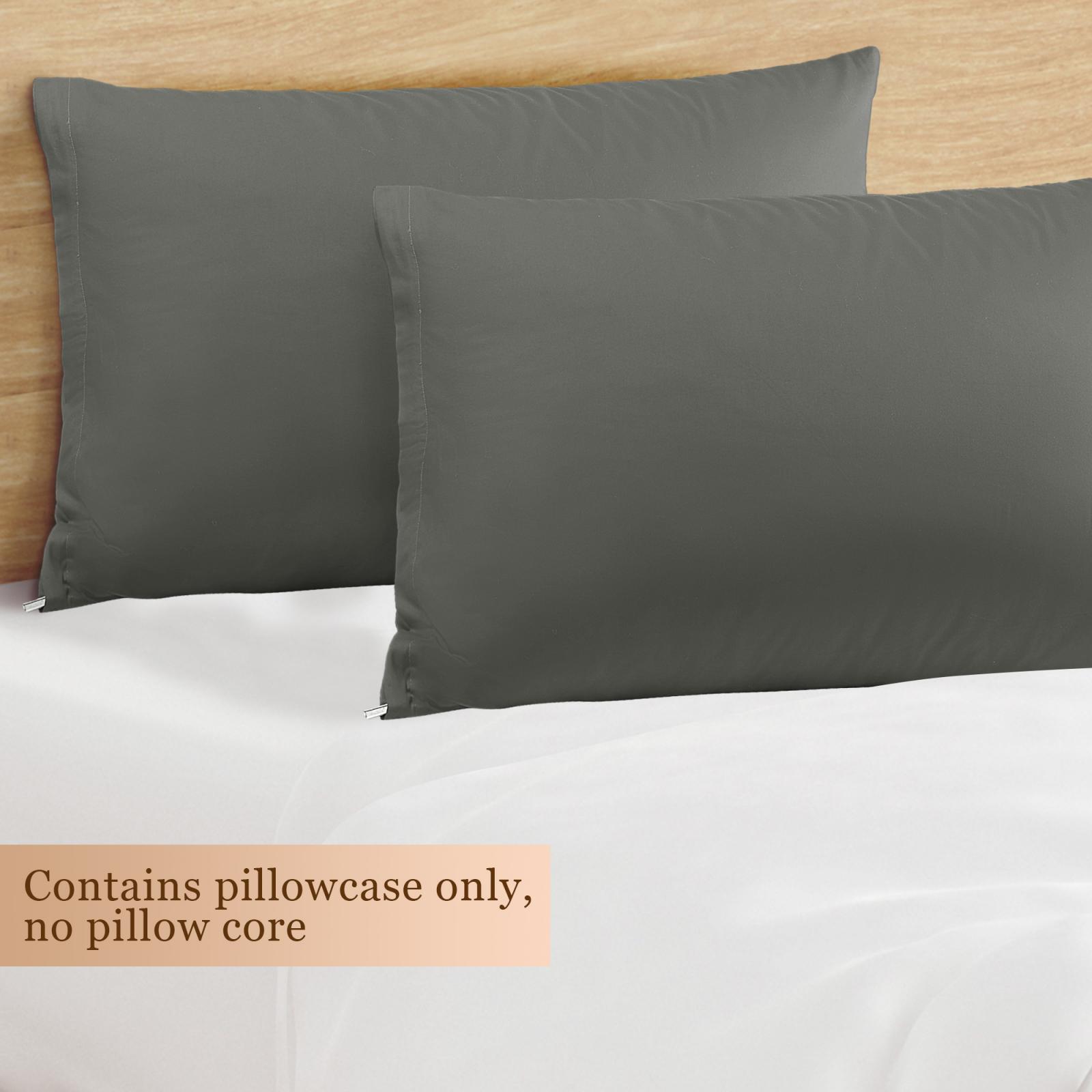 Egyptian Cotton Pillow Cases Hidden Zipper Pillowcase Standard Queen King 2 Pack