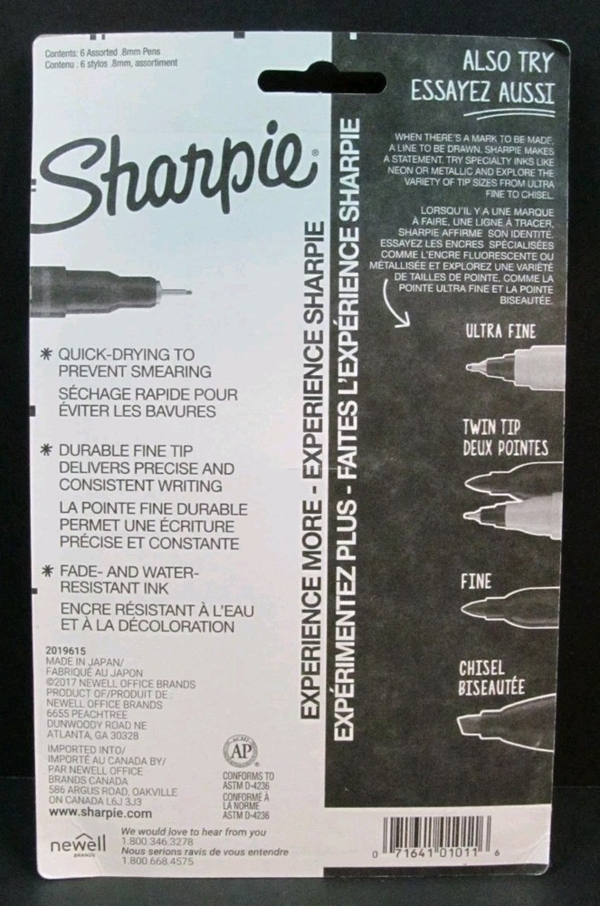 Sharpie® Plastic Point Stick Water Resistant Pen, Assorted, Fine, 071641010116