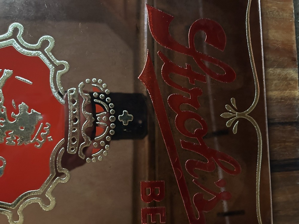Strohs Beer Sign Reverse Style Mirror Gold Leaf