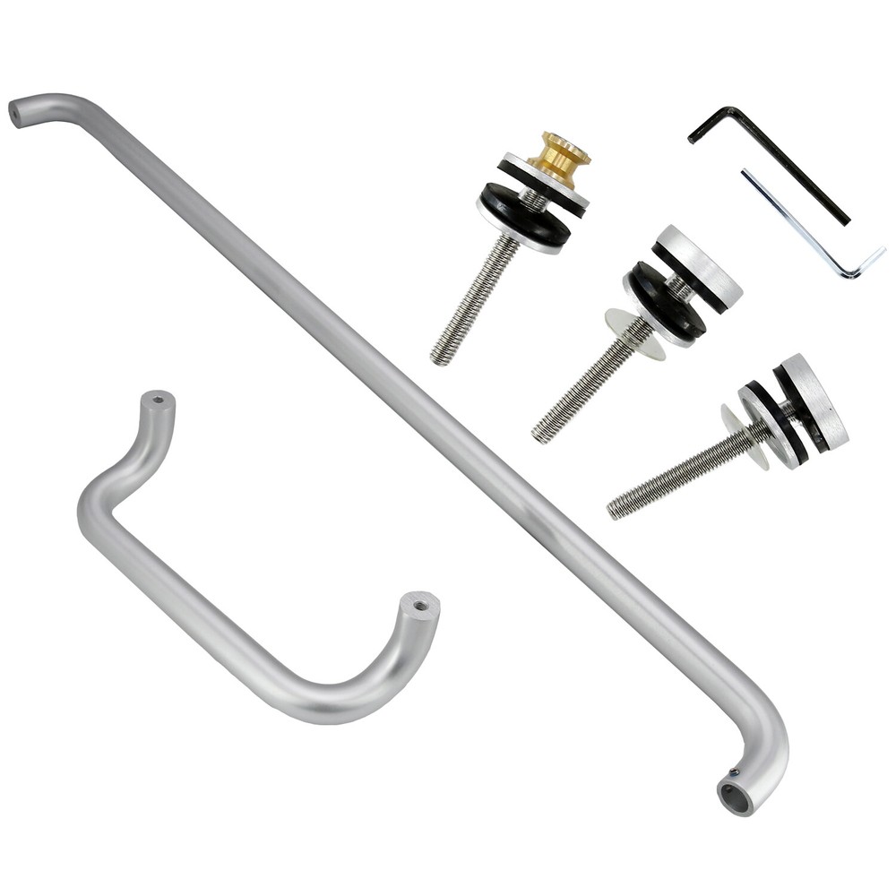 Solid Aluminum Round Combination Door Push Bar and Pull Handle Set - 10" x 33"