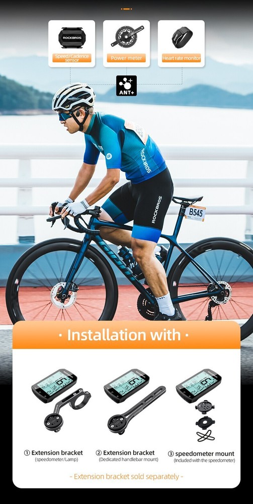 ROCKBROS Bicycle Computer M1 GPS ANT Bluetooth Wireless Rainproof Cadence Sensor