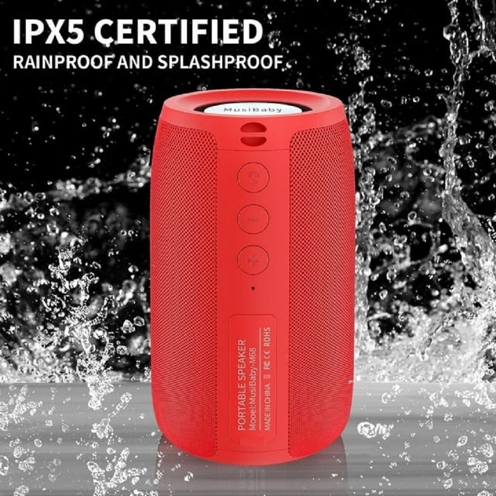 Musibaby Bluetooth Wireless Speaker, Pure Red - Portable