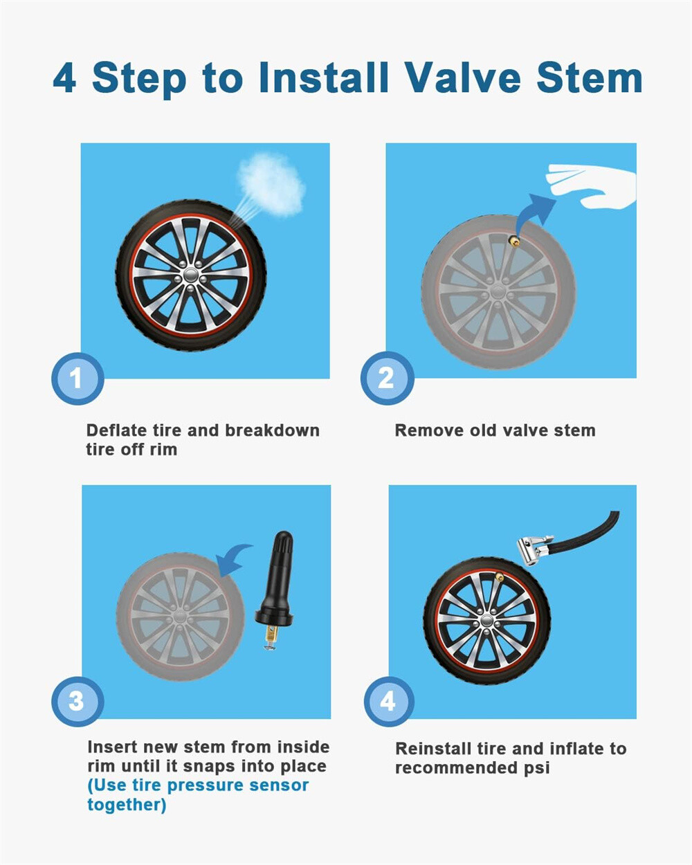 50/100/200/500 TPMS Valve Stem Rubber Rebuild Kit for Tire Pressure Sensor 20008