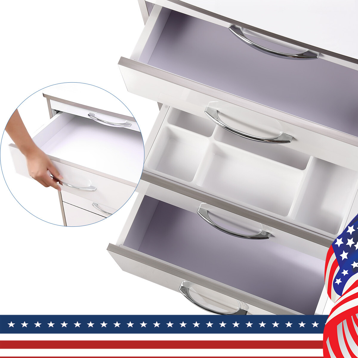 AZDENT Dental Mobile Cabinet Cart with Drawers /Tool Cart Trolley with Sockets