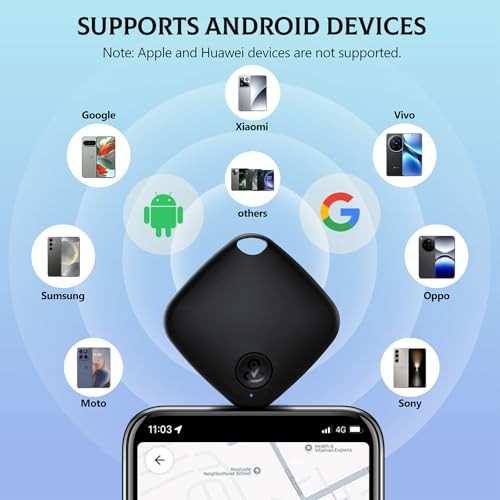 4 Pack Android Air Tags - Google MFG Certified - Black