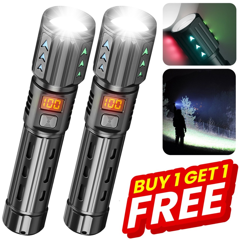 2PC 99000000LMS LED Flashlight Rechargeable Super Bright Pocket Torch Work Light