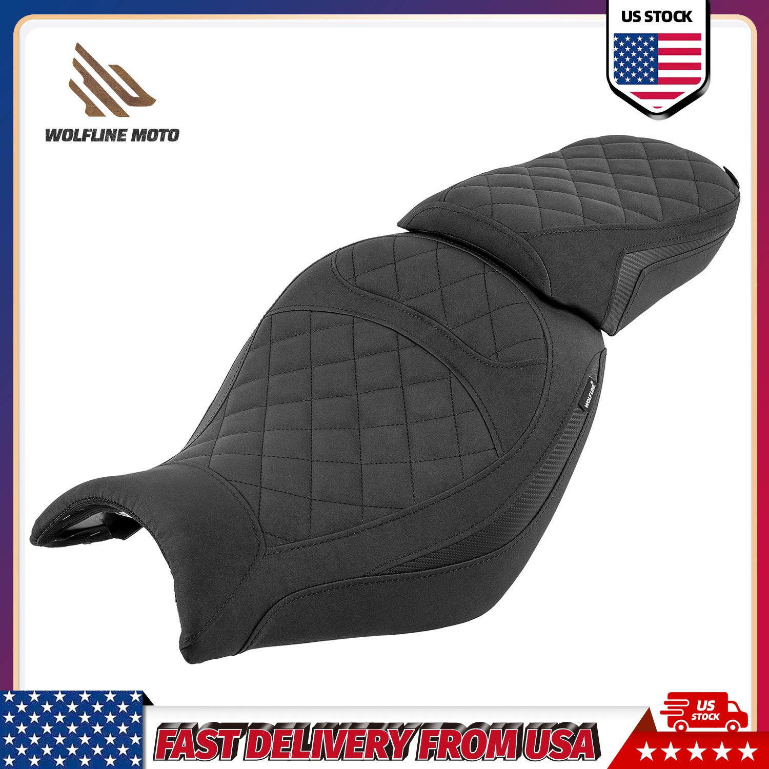 WOLFLINE Rider Passenger Seat for Kawasaki Vulcan S 650 2015-2025 Comfort Ride