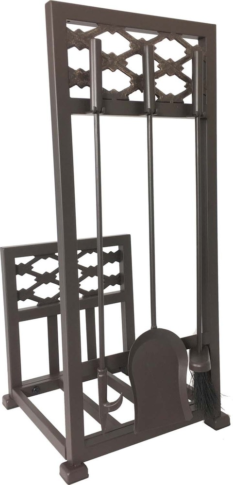 Dagan Four Piece Log Rack with Tools, Bronze