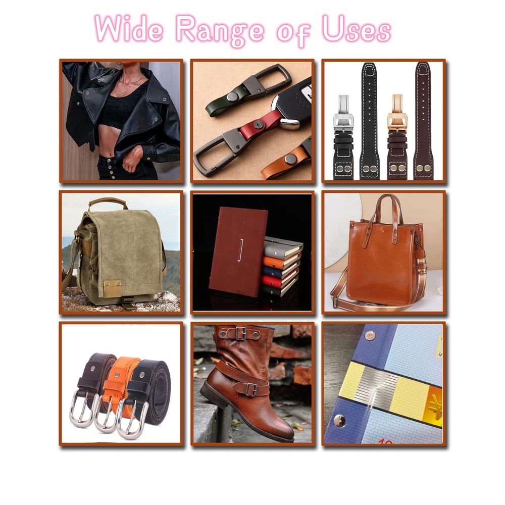 102 Sets Black Leather Rivets M5 Chicago Binding Screws Assorted Sizes Kit