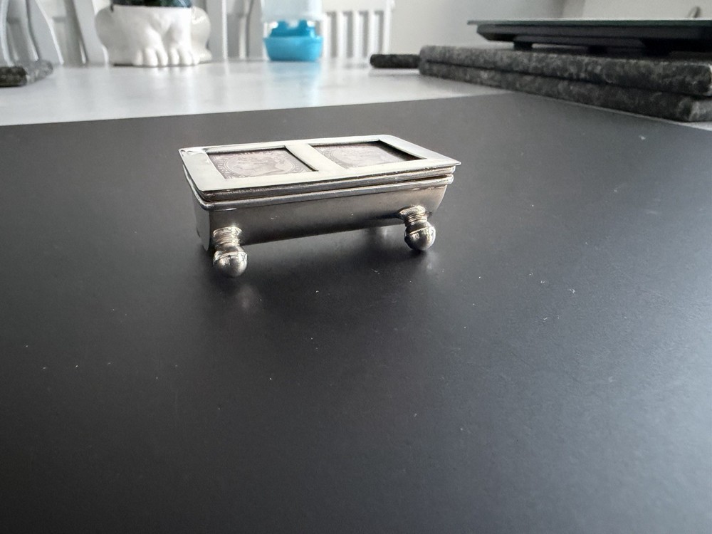 Victorian Style Solid Silver Double Stamp Case Box CME Jewellery c1990